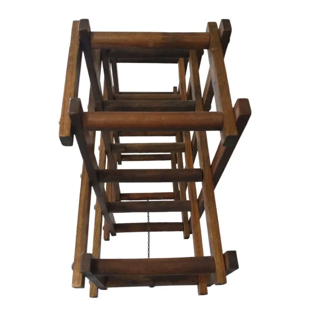 Wood Accordion Wine Bottle Rack Sturdy MCM Expandable Holds‎ 10 Bottles Heavy